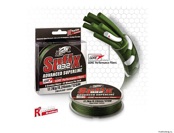 Плетеный шнур Sufix 832 Braid  120м 22,8кг/0,28мм (Зеленый) 